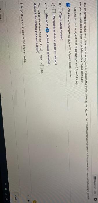 Solved Question Help Use the given information to find the | Chegg.com