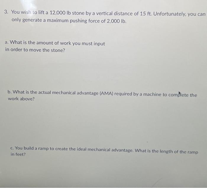 Solved Mechanical Advantage Review Directions Use the