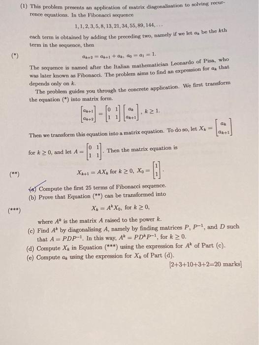 Solved (1) This problem presents an application of matrix | Chegg.com