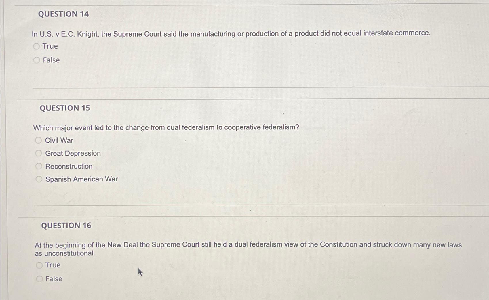 Solved Question 14in U.s. ﻿v E.c. ﻿knight, The Supreme Court 