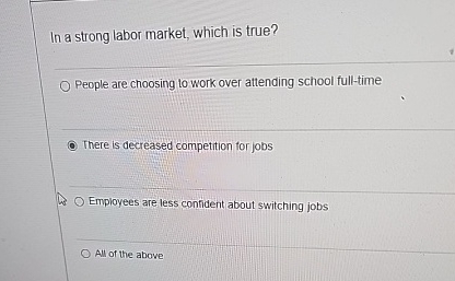 Solved In a strong labor market, which is true?People are | Chegg.com