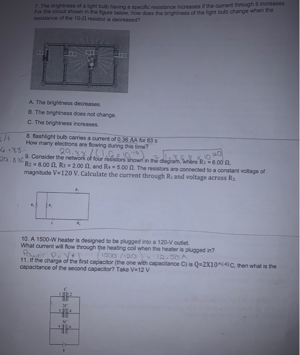 Solved 7. The brightness of a light bulb having a specific