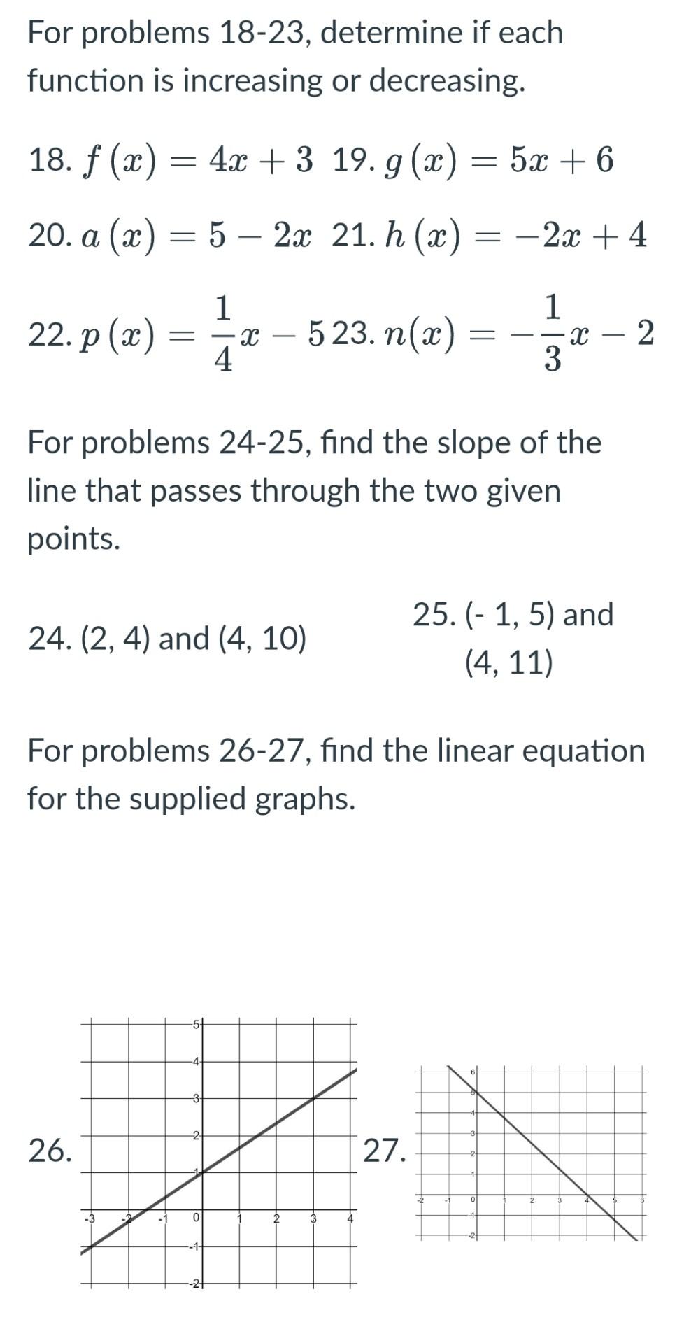 Solved For problems 18-23, determine if each function is | Chegg.com