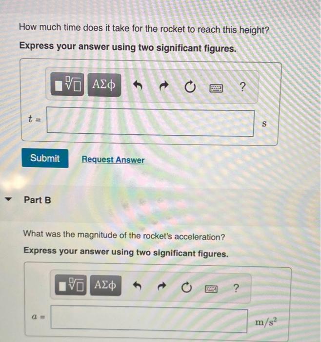 Solved A model rocket rises with constant acceleration to a