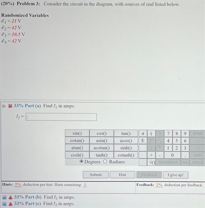 Solved (20%) Problem 3: Consider the circuit in the diagram, | Chegg.com