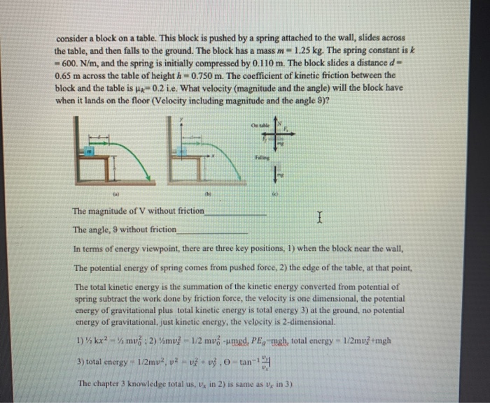Spring Block Off Table Physics Solved consider a block on a table. This block is pushed by | Chegg.com