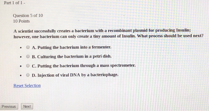 Solved Question 1 of 10 10 Points You are part of a research | Chegg.com