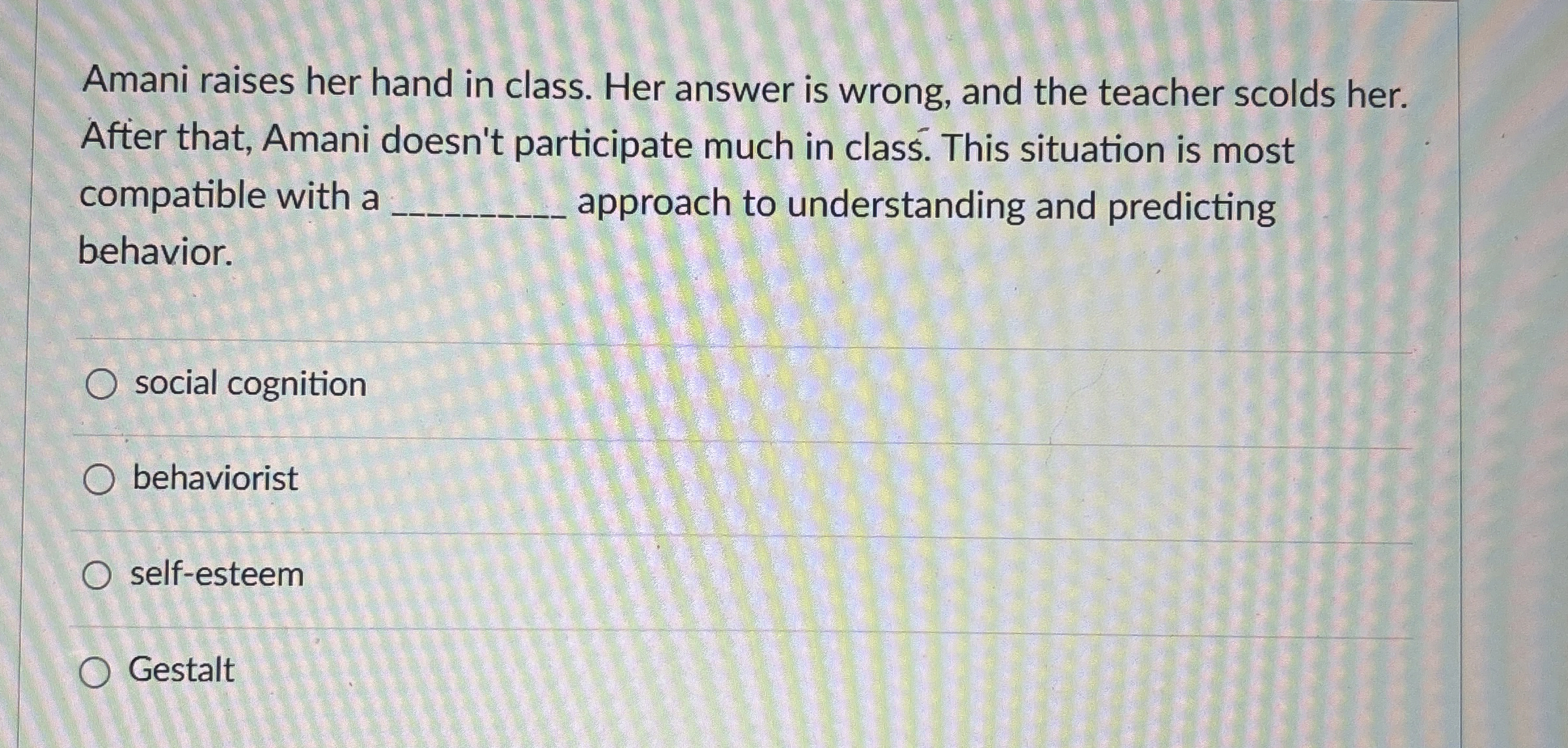 Solved Amani raises her hand in class. Her answer is wrong, | Chegg.com