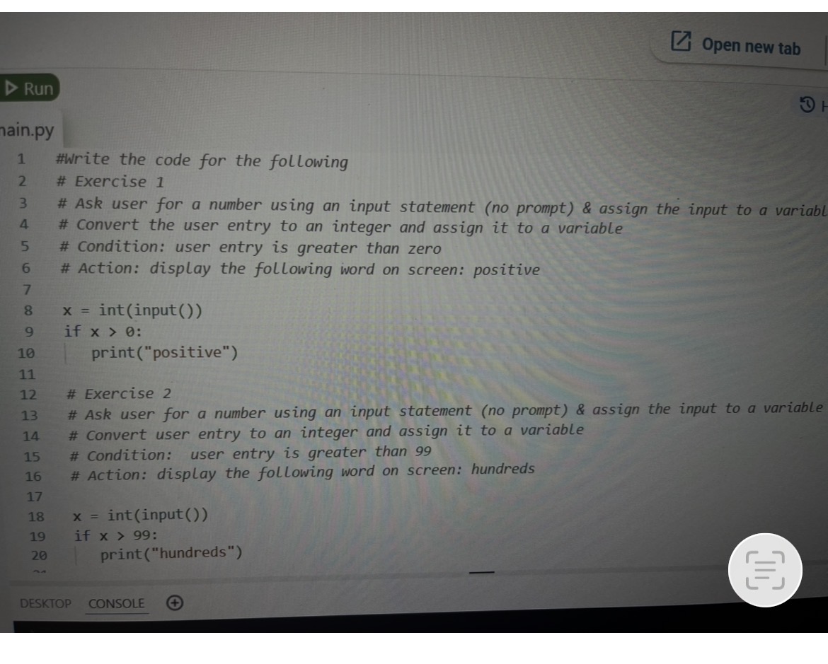 Solved 1 ﻿#Write the code for the following 2 ﻿# Exercise | Chegg.com