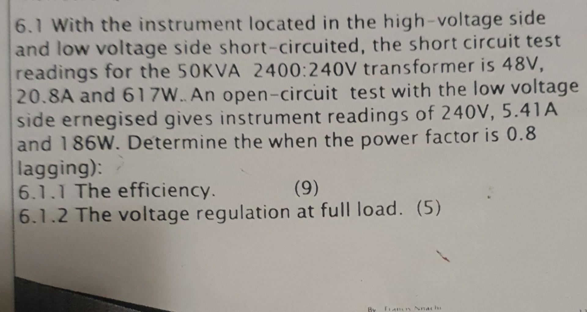 Solved 6.1 With The Instrument Located In The High-voltage | Chegg.com