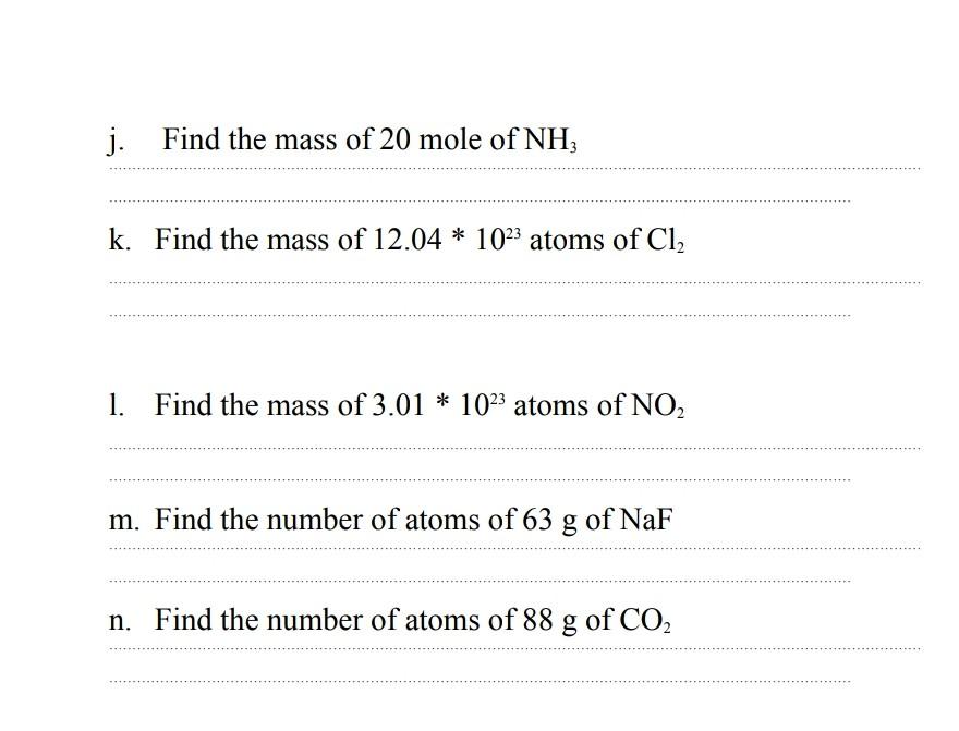 Solved Exercise 1: Calculate The Molar Masses For The | Chegg.com