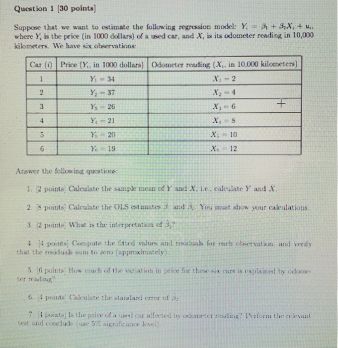 Solved Question 1 (30 points) Suppose that we want to | Chegg.com
