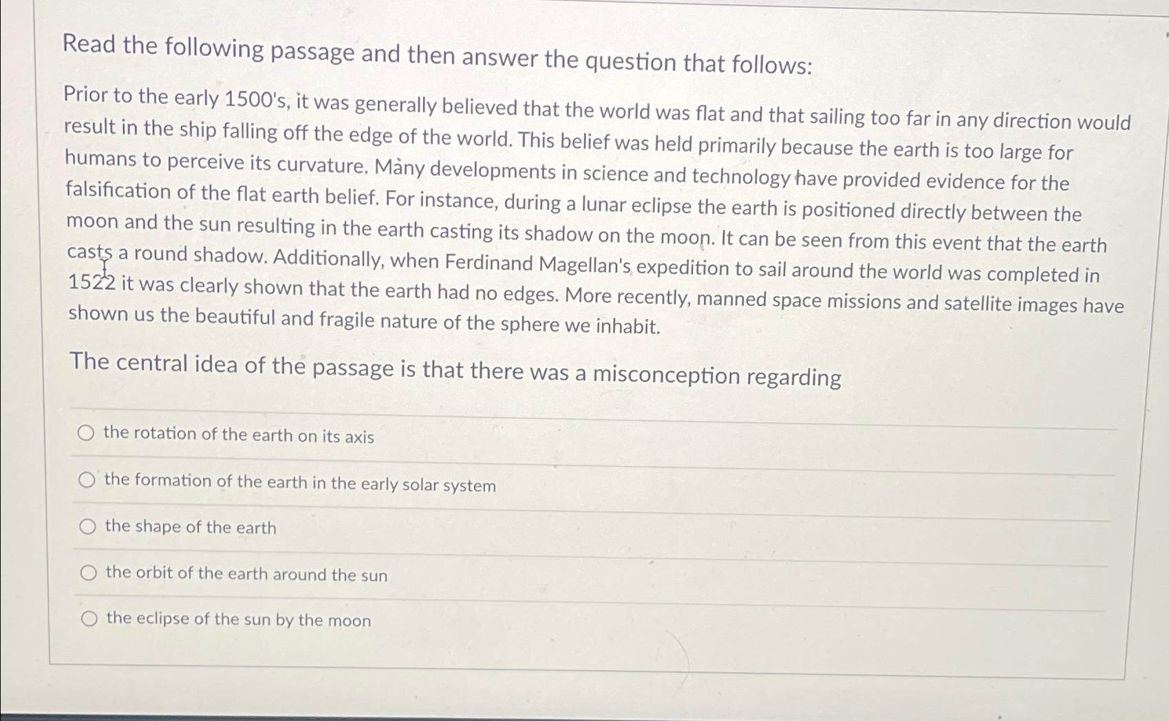 Solved Read the following passage and then answer the | Chegg.com