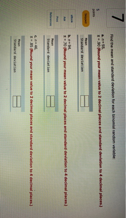 Solved Find the mean and standard deviation for each | Chegg.com