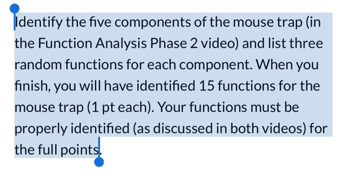 Solved Identify The Five Components Of The Mouse Trap (in | Chegg.com