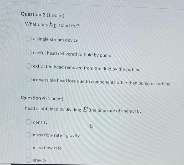 Solved Question 3 (1 point) What does h L stand for? O a