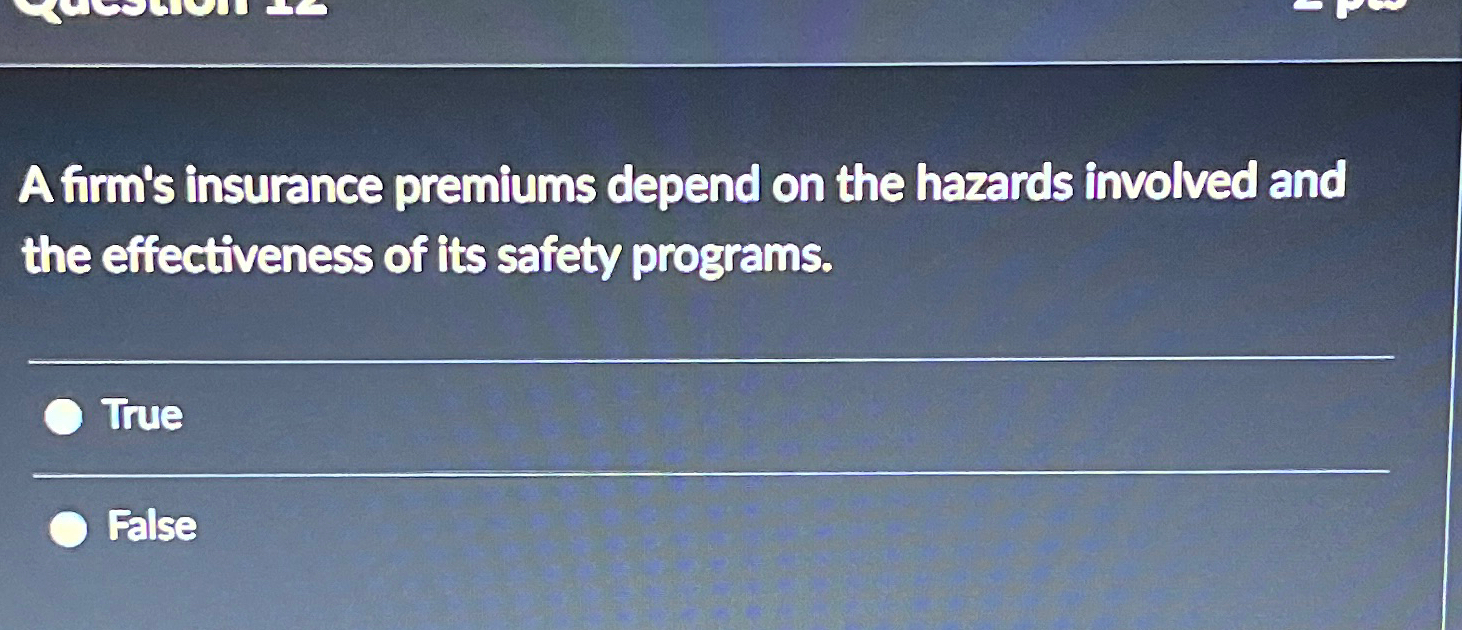 Solved A firm's insurance premiums depend on the hazards