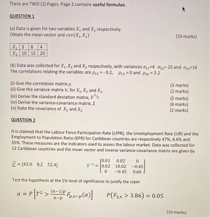 Solved There are TWO (2) Pages Page 2 contains useful | Chegg.com