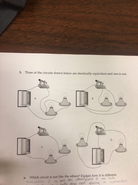 Solved Three Of The Circuits Drawn Below Are 3. Electrically | Chegg.com