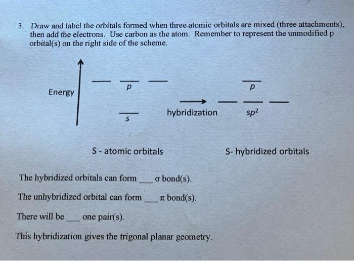 Solved 3. Draw and label the orbitals formed when three | Chegg.com