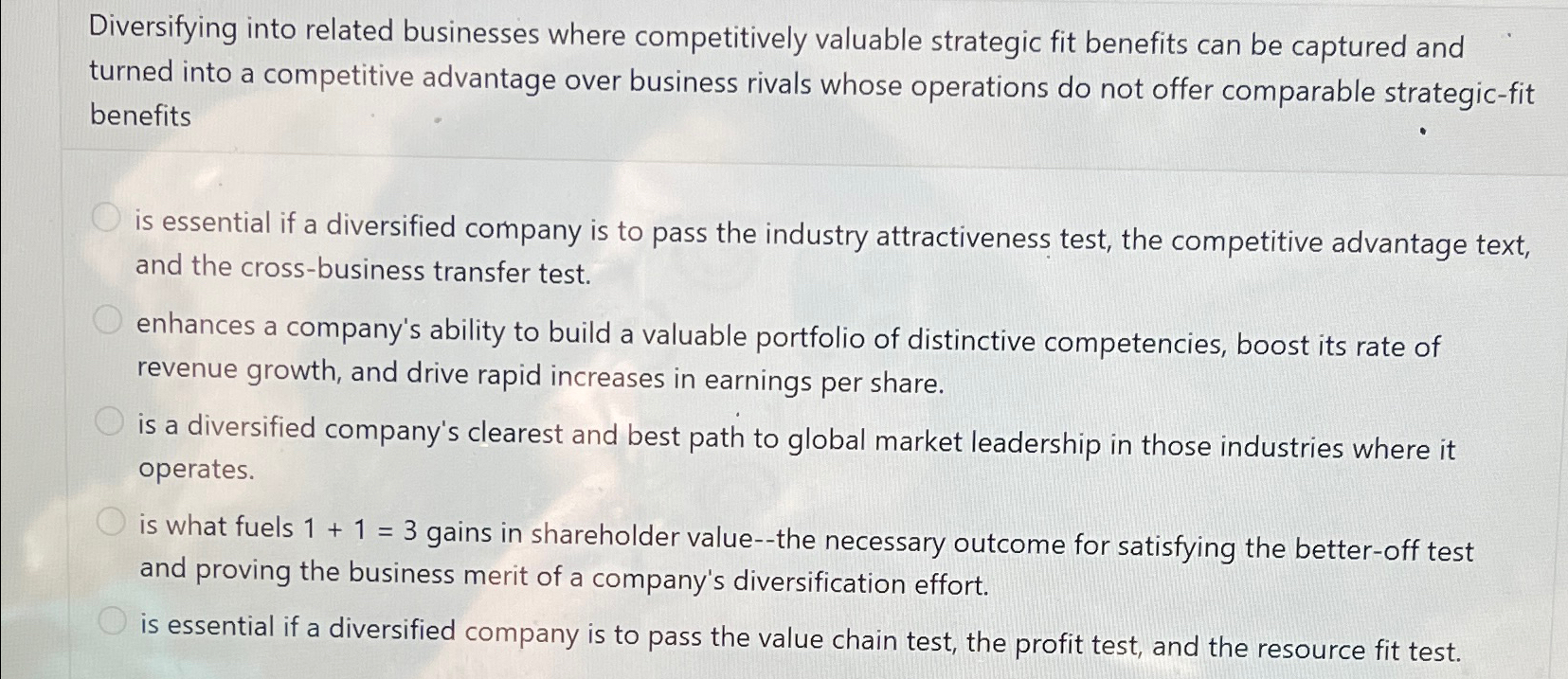 Solved Diversifying into related businesses where | Chegg.com