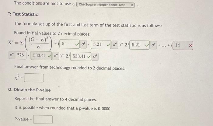 Solved need answer to x^2 and P-Value. (the correct answer | Chegg.com