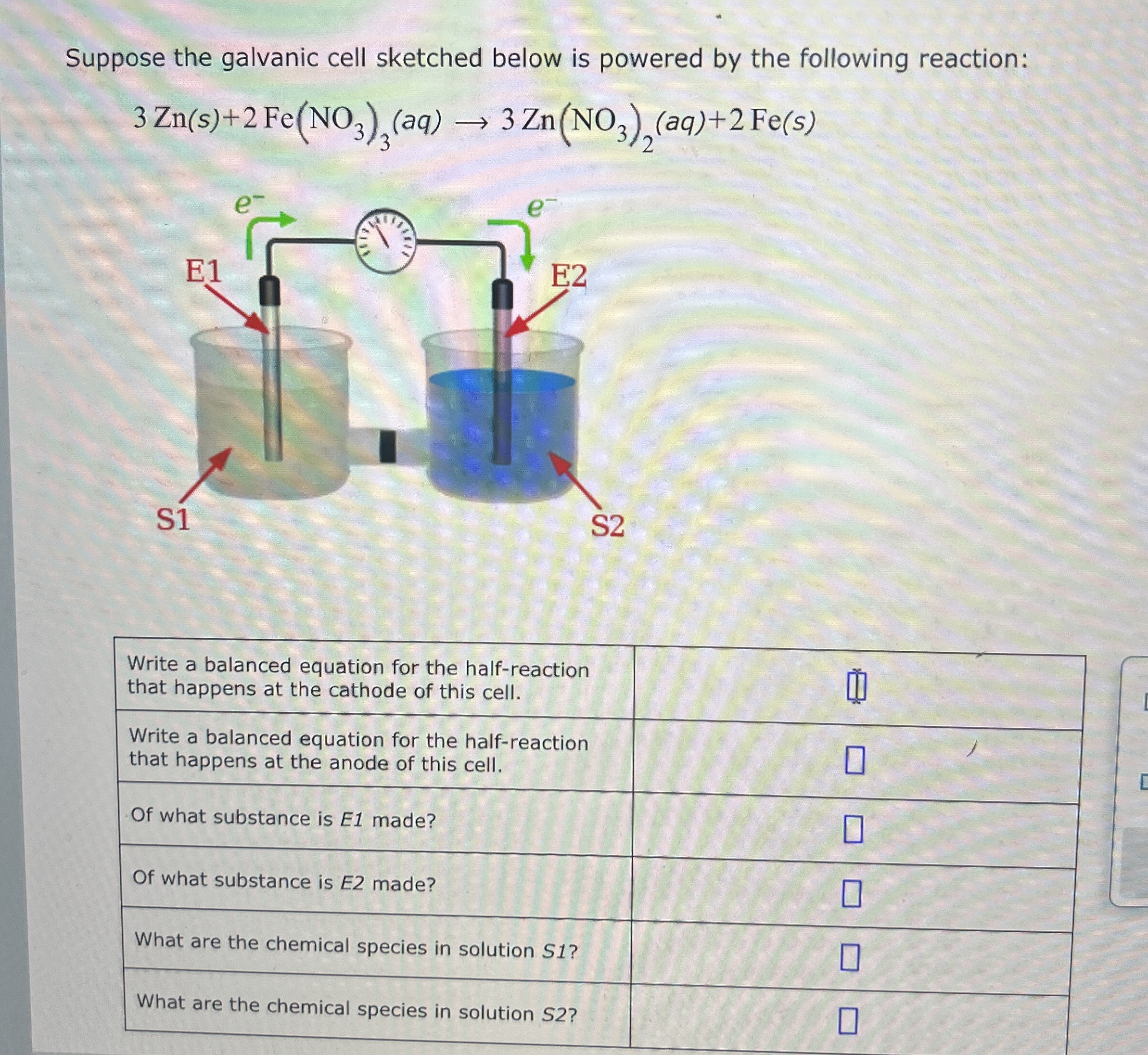 Solved Suppose the galvanic cell sketched below is powered | Chegg.com