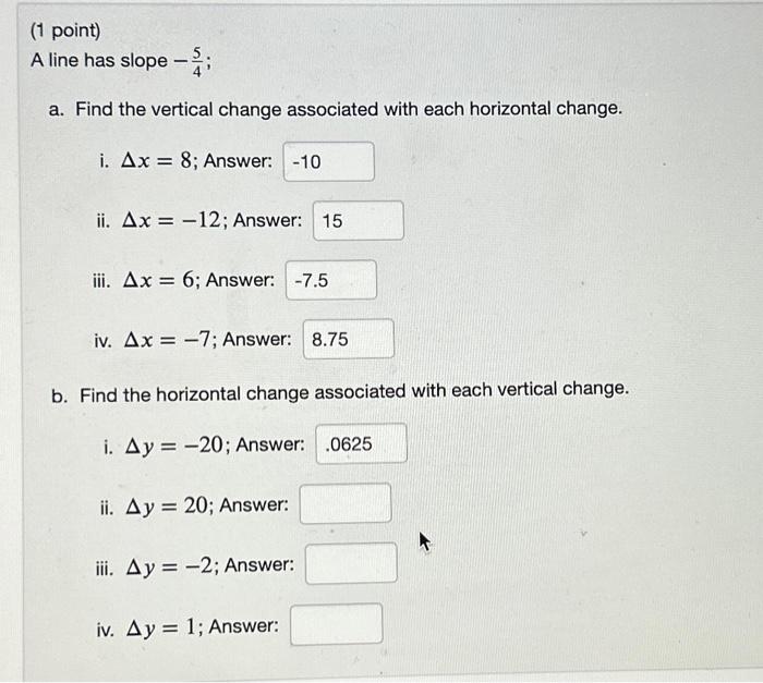 Solved b. Find the horizontal change associated with each | Chegg.com