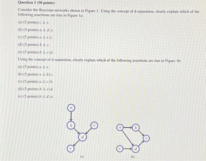 Consider The Bayesian Networks Shown In Figure 1. | Chegg.com