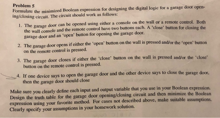 Solved Problem 5 Formulate The Minimized Boolean Expressi