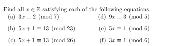 Solved Find All X Ez Satisfying Each Of The Following 3211