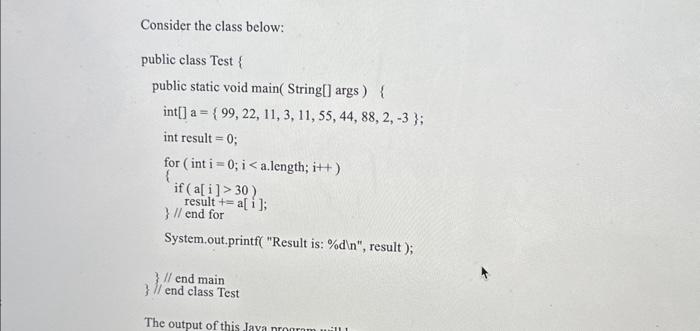 Solved Consider the class below: public class Test \{ public | Chegg.com