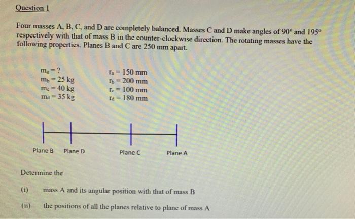 Solved Four Masses A, B, C, And D Are Completely Balanced. | Chegg.com