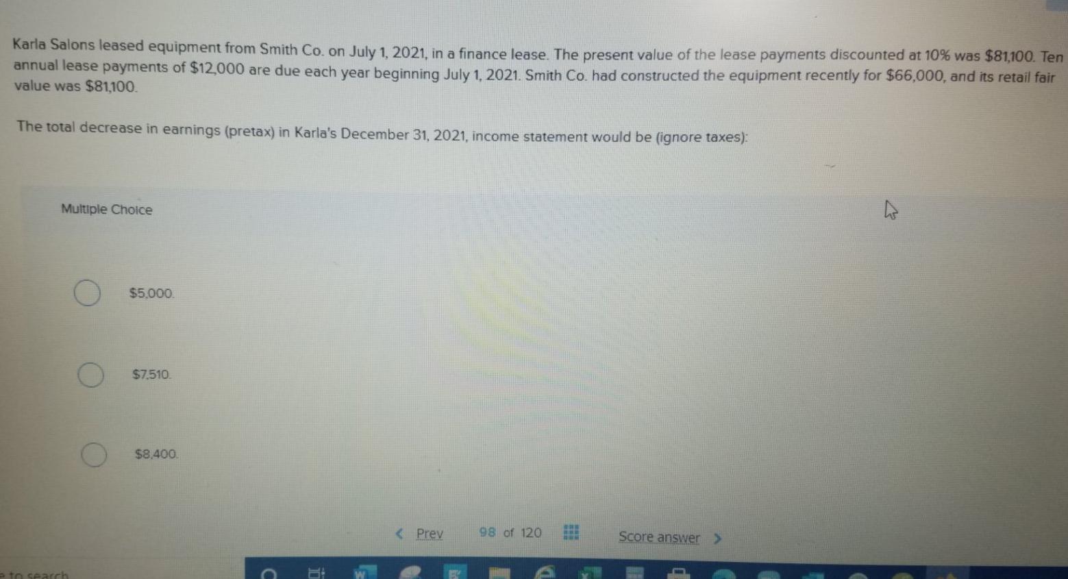 Solved Karla Salons leased equipment from Smith Co. on July