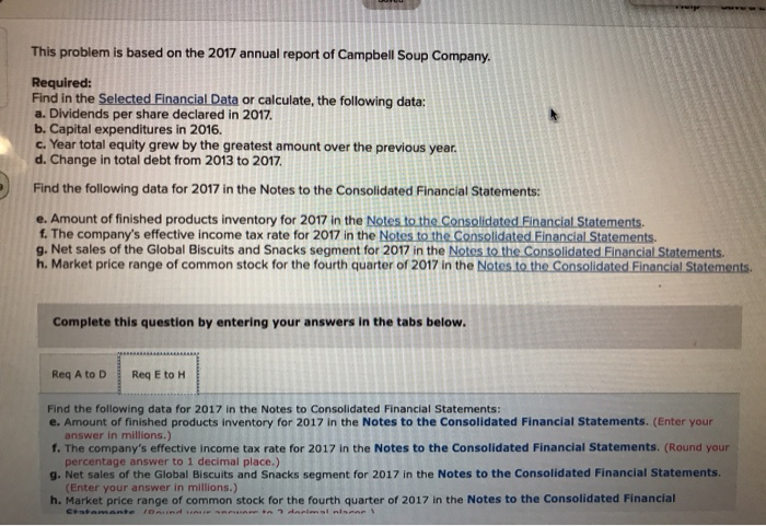 Solved This Problem Is Based On The 2017 Annual Report Of | Chegg.com