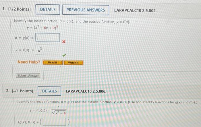 Solved 1. (1/2 points) DETAILS PREVIOUS ANSWERS LARAPCALC10 | Chegg.com