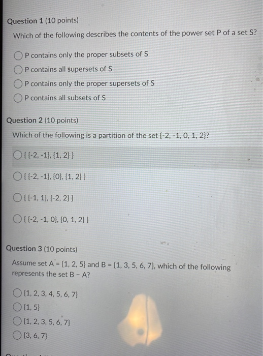 Solved Question 1 (10 points) Which of the following | Chegg.com
