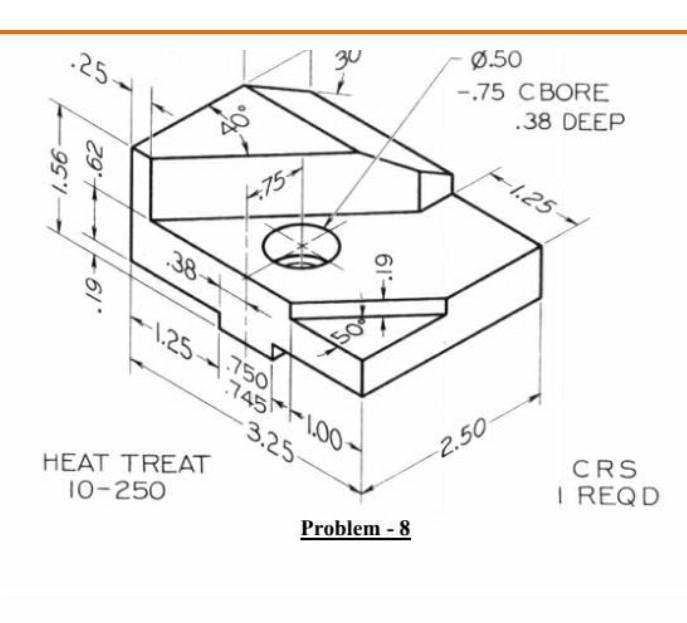 Solved -25 30 0.50 -.75 C BORE .38 DEEP do --1.25 -75- 987- | Chegg.com