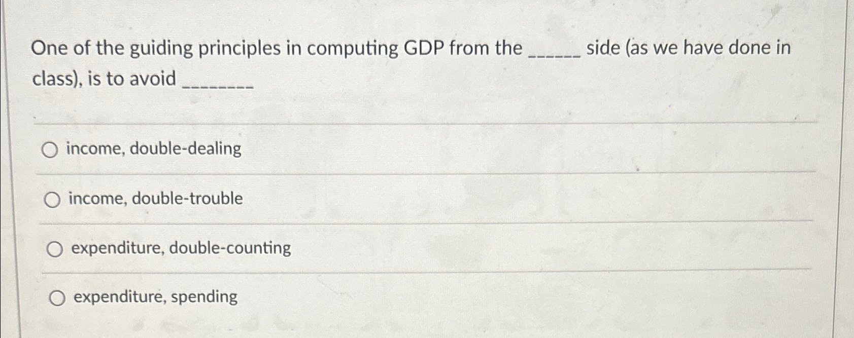 Solved One of the guiding principles in computing GDP from | Chegg.com