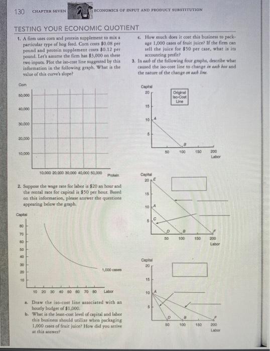 Solved 130 CHAPTER SEVEN ECONOMICS OF INPUT AND PRODUCT | Chegg.com
