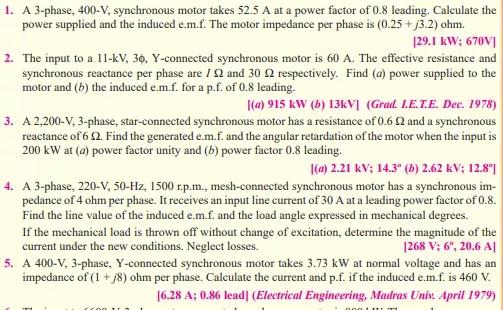 solved-1-a-3-phase-400-v-synchronous-motor-takes-52-5-a-chegg