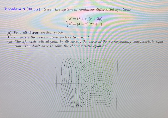 Solved Problem 8 (30 pts). Given the system of nonlinear | Chegg.com