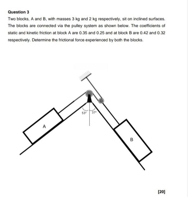 Solved Question 3 Two Blocks, A And B, With Masses 3 Kg And | Chegg.com