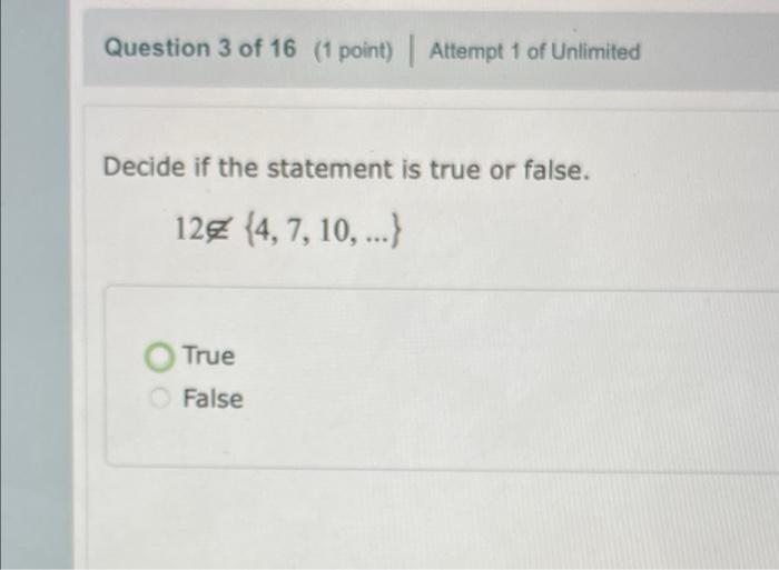 Solved Question 3 Of 16 (1 Point) Attempt 1 Of Unlimited | Chegg.com