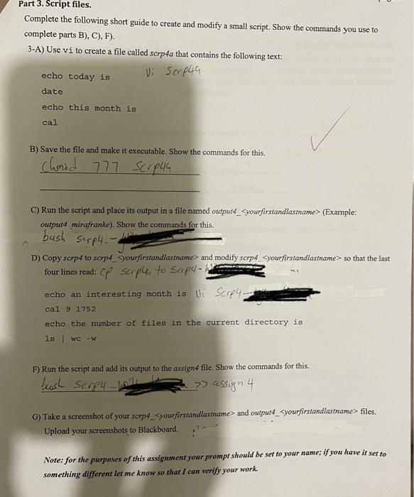 Solved Part 3. Script files. Complete the following short | Chegg.com