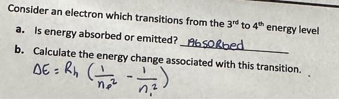 Solved Consider an electron which transitions from the 3rd | Chegg.com