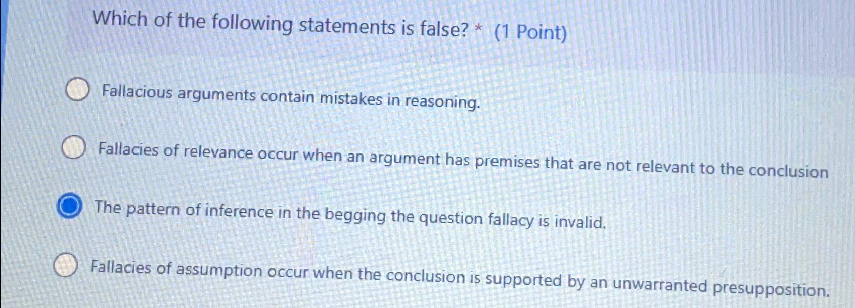 Solved Which of the following statements is false? * (1 | Chegg.com