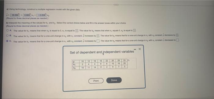 Solved a) Using technology, construct a multiple regression | Chegg.com