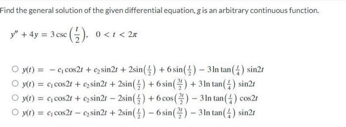 Solved Find the general solution of the given differential | Chegg.com