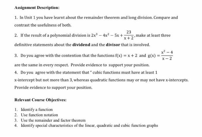 Solved Assignment Description: 1. In Unit 1 you have learnt | Chegg.com